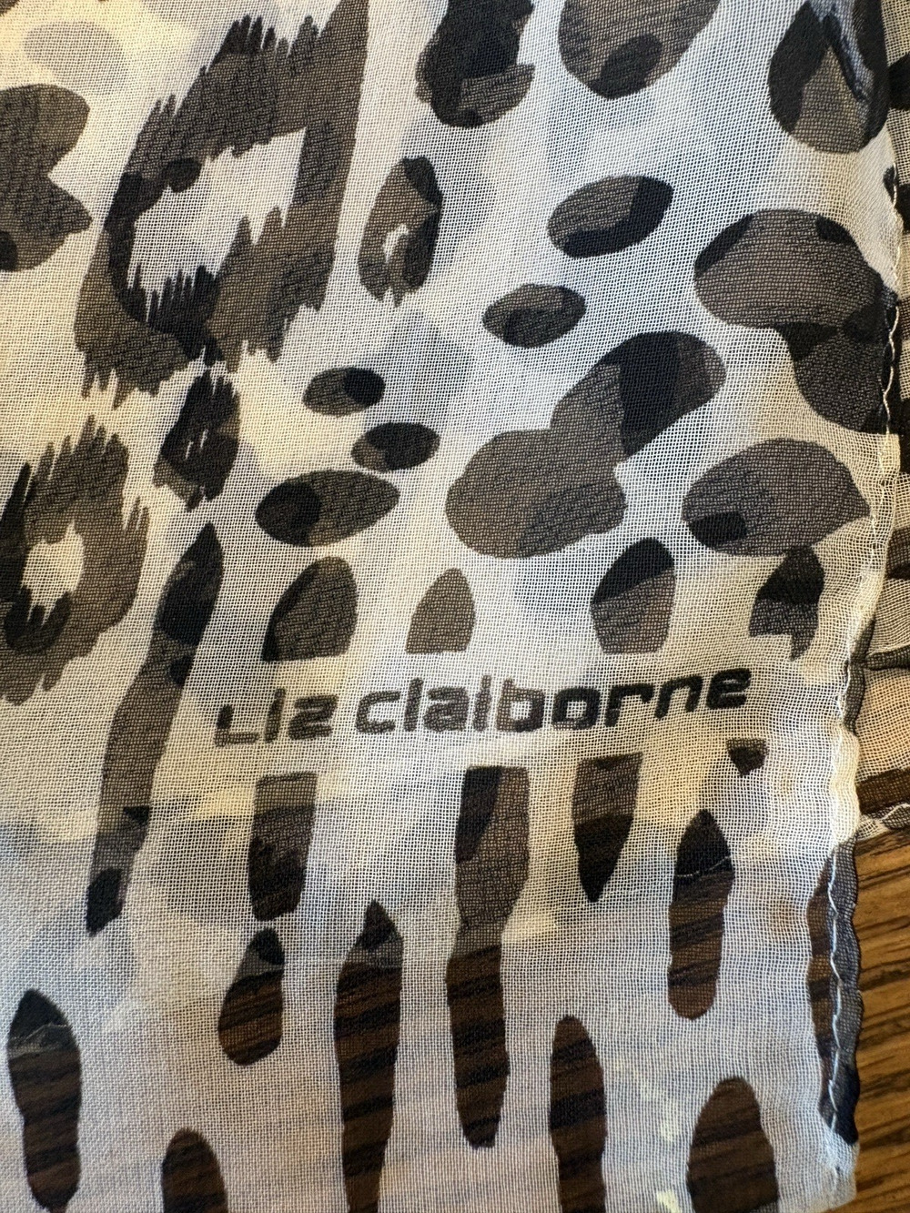 Liz Claiborne Sheer Silk Cheetah Print Scarf 10" x 56"